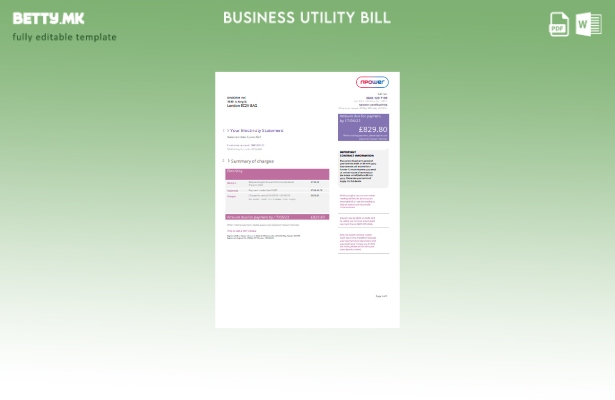 Модерен стил деловна сметка за комунални услуги Npower, шаблон за верзија 1
